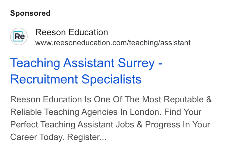 Ads evidence from Reeson Education