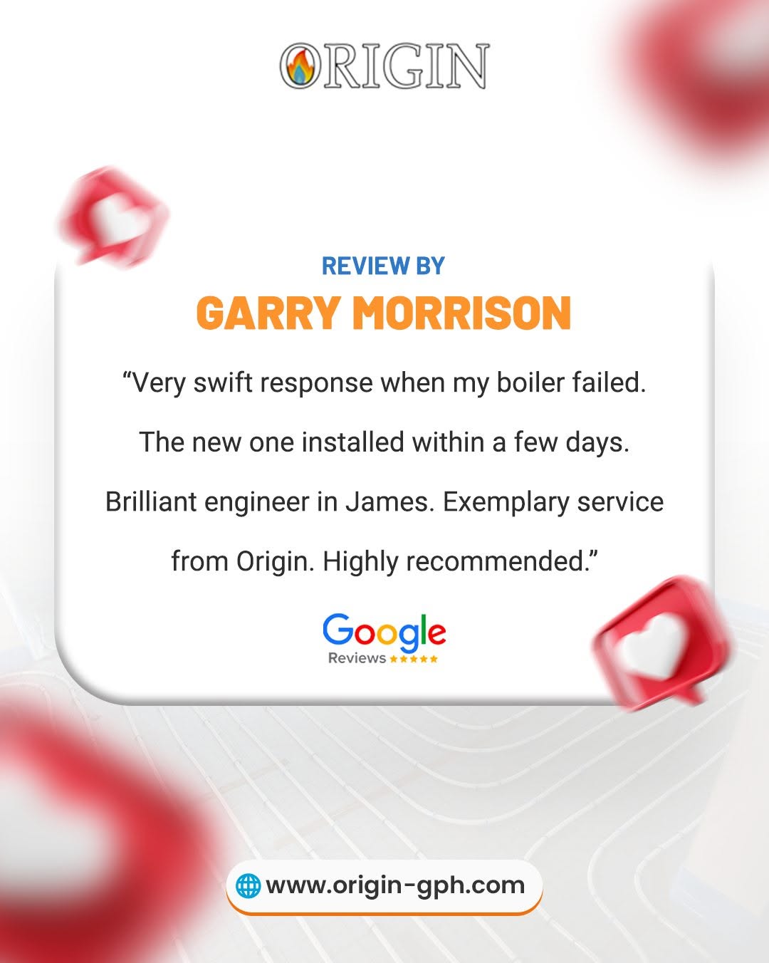 Social posts evidence from Origin - Gas, Plumbing And Heating Glasgow